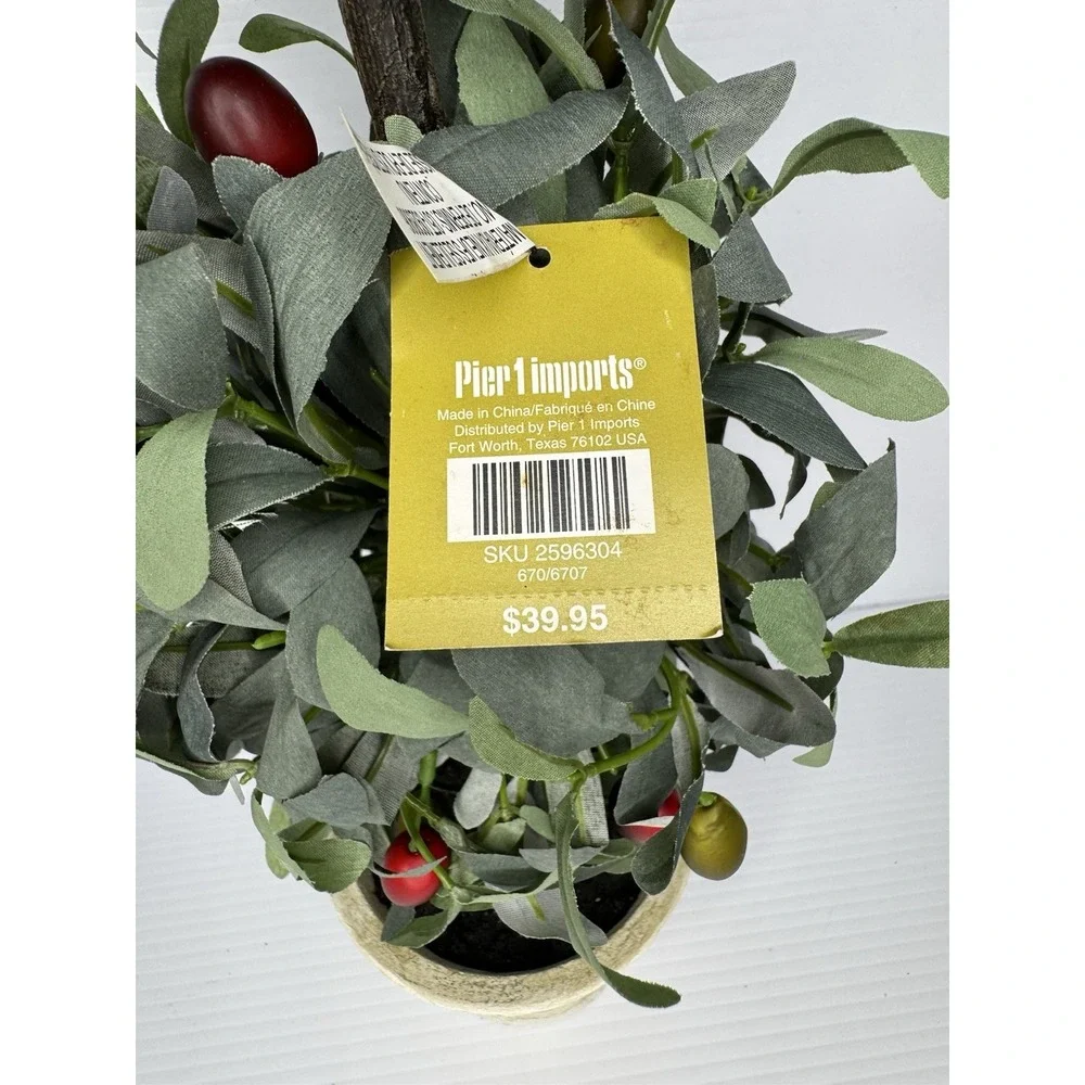 Pier 1 Imports Double Olive Topiary Faux Tree in‎ Decorative Pot 20